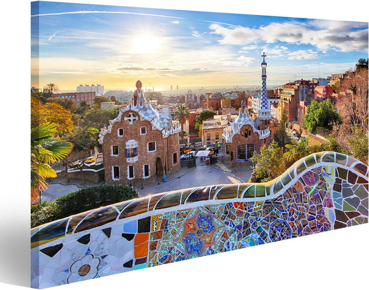 islandburner Bild auf Leinwand Barcelona - Park Guell, Spanien Wandbild, Poster, Leinwandbild IIW-1P