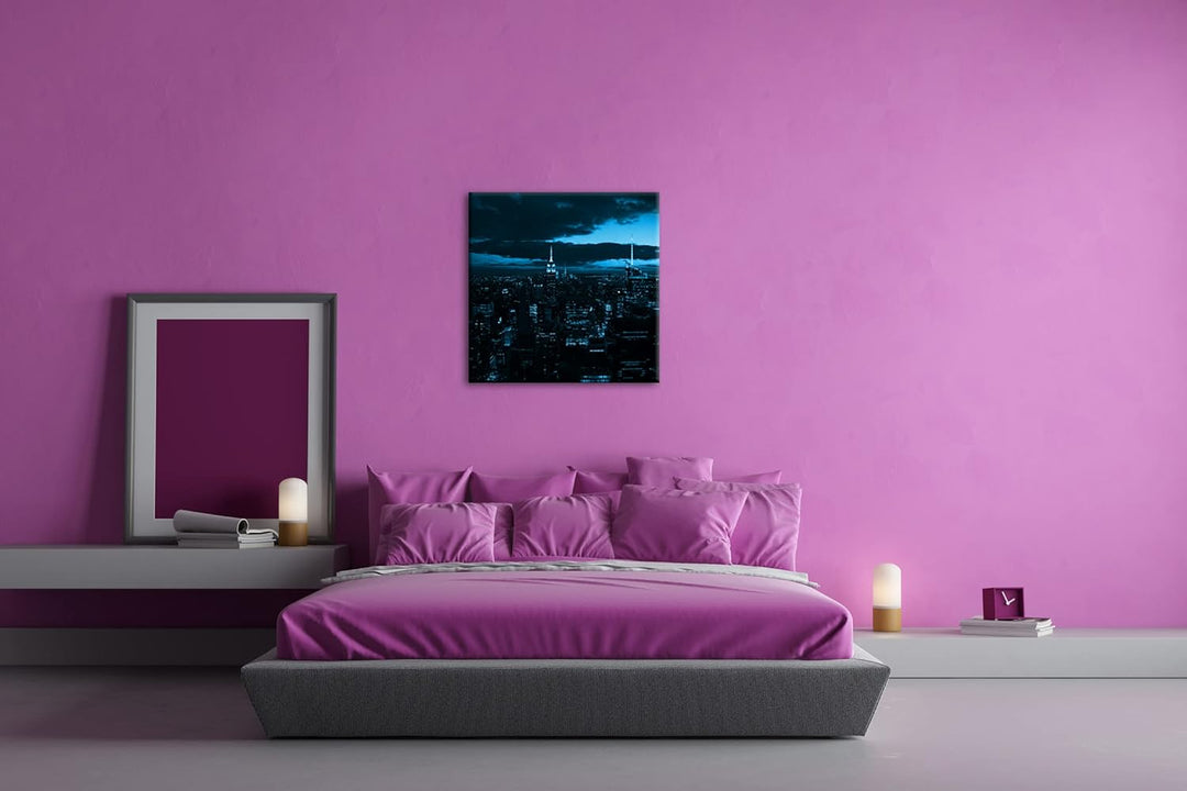 deyoli zauberhafte Skyline bei Nacht Format: 60x60 cm als Leinwandbild Effekt: Monocrome Blau, Motiv
