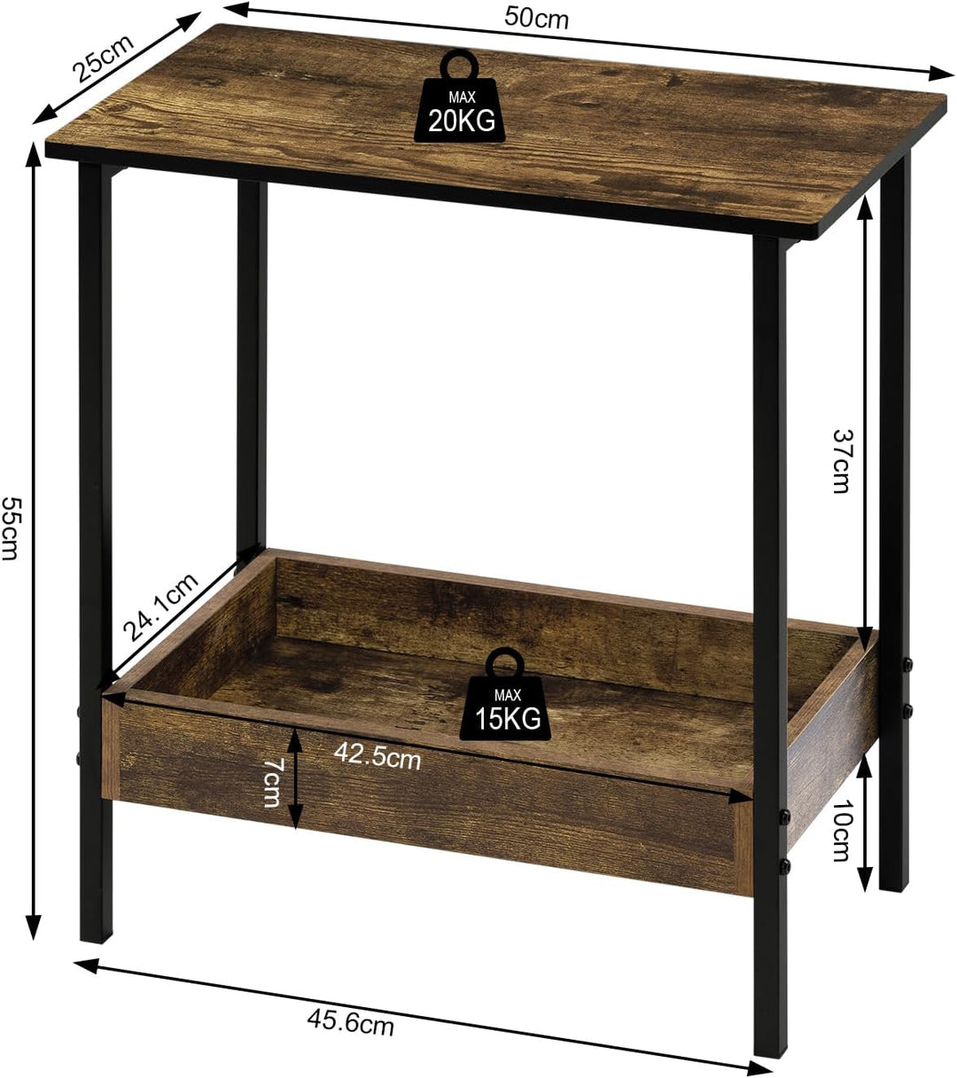 WOLTU Beistelltisch, Couchtisch mit 2 Ablagen, Konsolentisch mit Stauraum im Wohnzimmer, Wohnzimmert