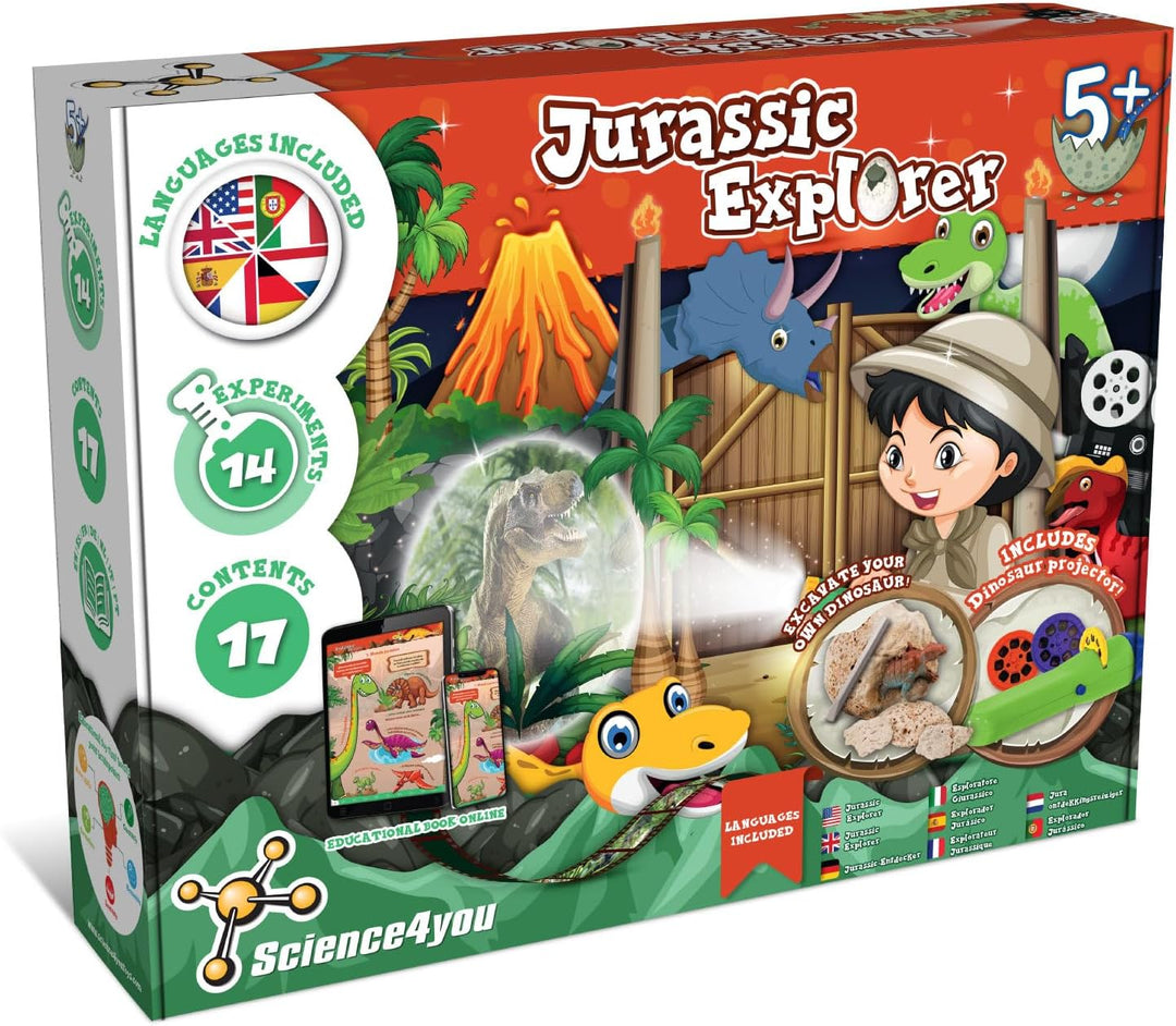 Science4you Jurassic World Explorer - Dino Spiel ab 4 5 6 Jahre mit Skelett, Dinoeier und mehr! - Di