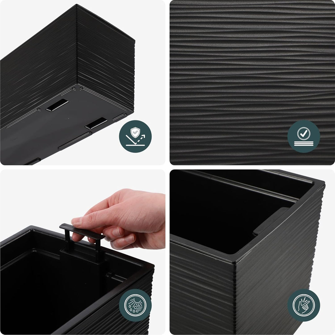 KADAX Blumenkasten aus Kunststoff, 18,5x56 cm, Pflanzkasten mit Einsatz, wetterfester Balkonkasten,