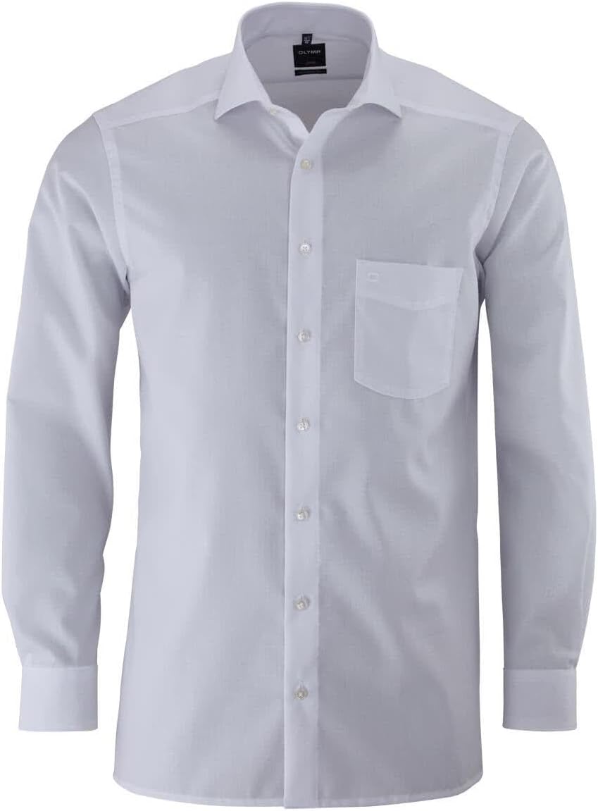 OLYMP Luxor modern fit Hemd Haifisch Kragen Langarm Popeline weiss 45 Weiss, 45 Weiss