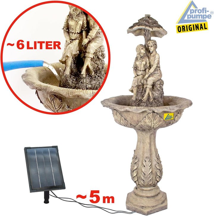 Solar Gartenbrunnen, Solarbrunnen, Zierbrunnen, Wasserfall für Garten Terrasse Balkon Wasserbrunnen