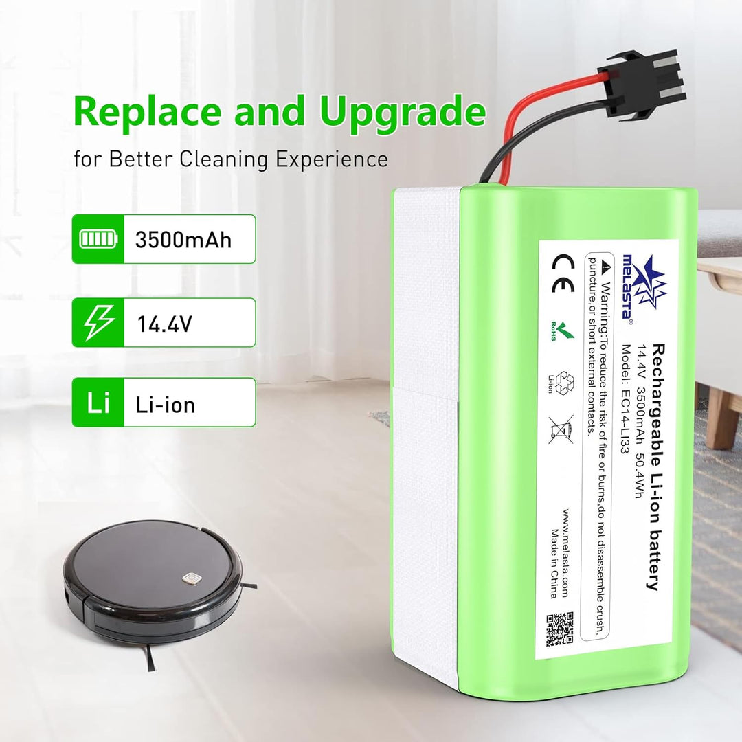 MELASTA 14,4 V 3500 mAh Li-Ionen Ersatz Akku für Tesvor X500, Eufy RoboVac 11, 11S, 11S MAX, 30, 30C