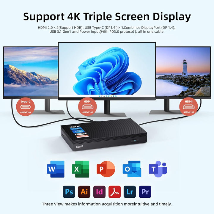 Mele Quieter 3C Lüfterloser Mini-PC N5105, Kleiner Computer, LPDDR4, Win11, HDMI 4K, Wi-Fi 6, Gigabi