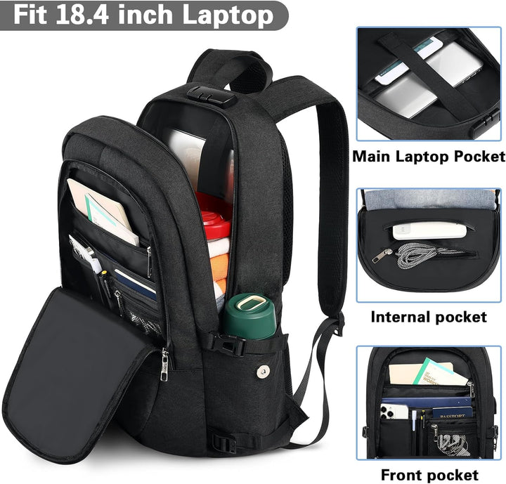 AMBOR Laptop Rucksack Herren mit Passwort Lock Rucksack Damen Anti-Diebstahl Rucksack für 18,4 Zoll