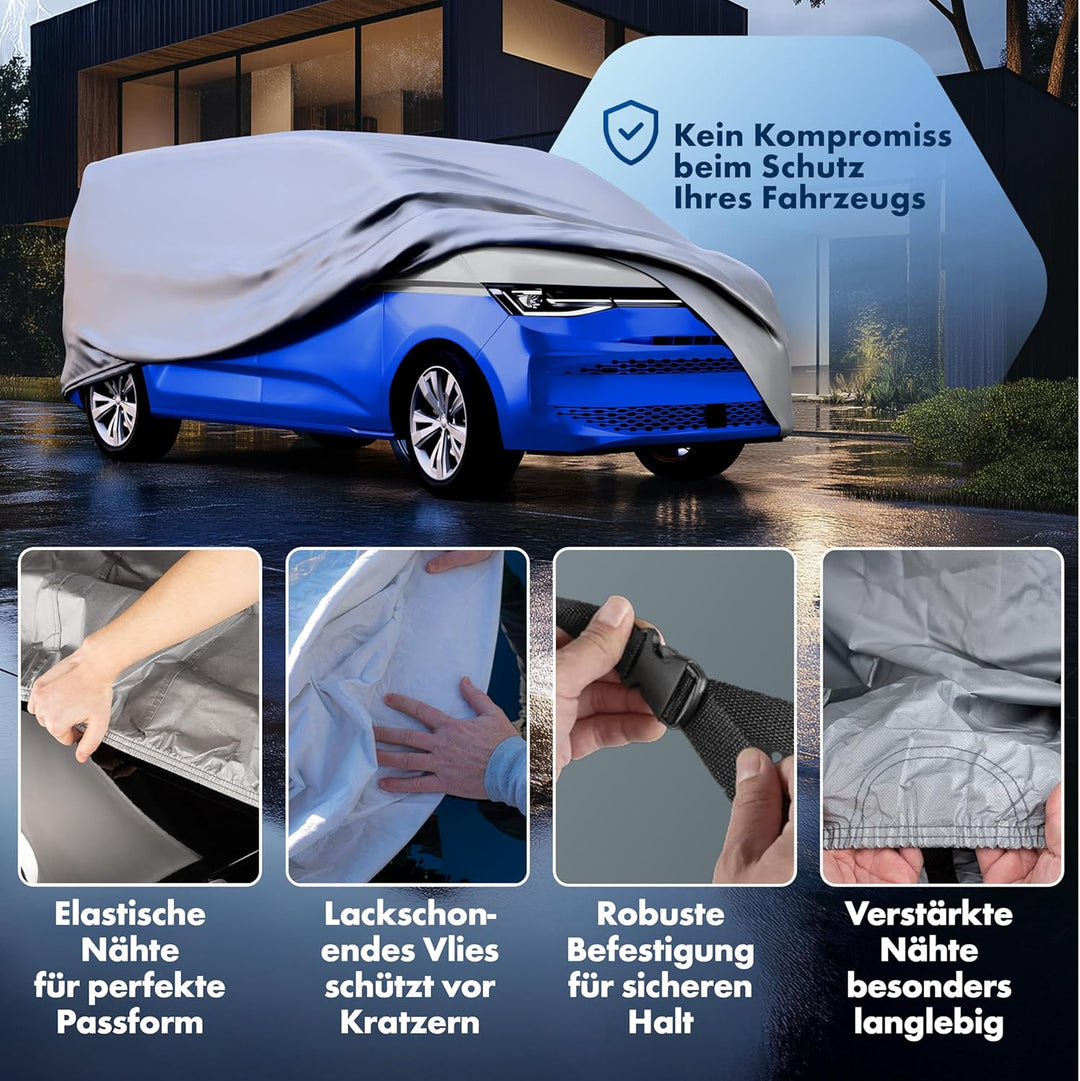 Walser Abdeckplane Auto All Weather Basic, Bus Abdeckplane wasserdicht XL Silber, 100% wetterfeste T