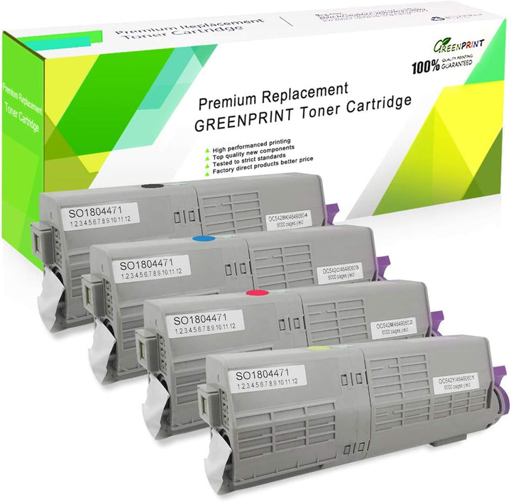GREENPRINT 4 Farben Kompatible Tonerkartuschen C542 C532 MC563 MC573 7000 Seiten für Schwarz & 6000