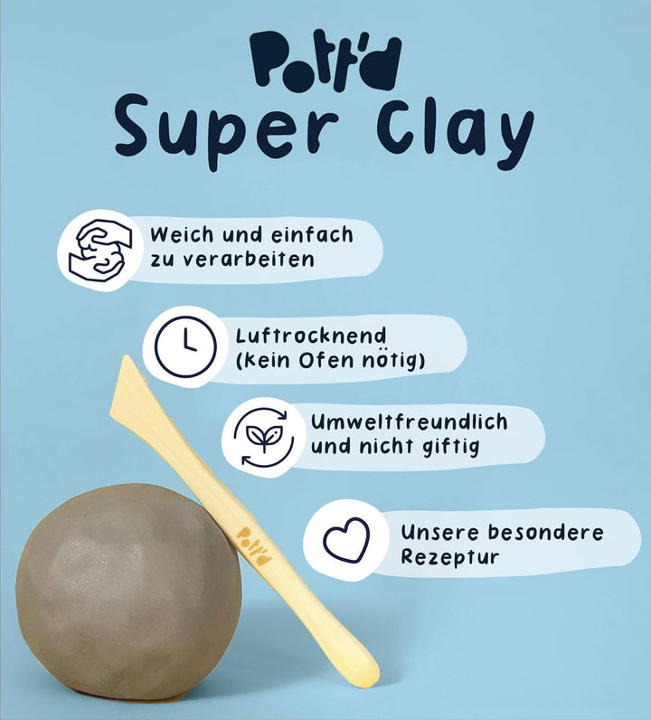 Pott'd Mini-Töpfer-Sets | Lufttrocknendes Töpferset für Erwachsene | Mit Farben, Töpferwerkzeugen un
