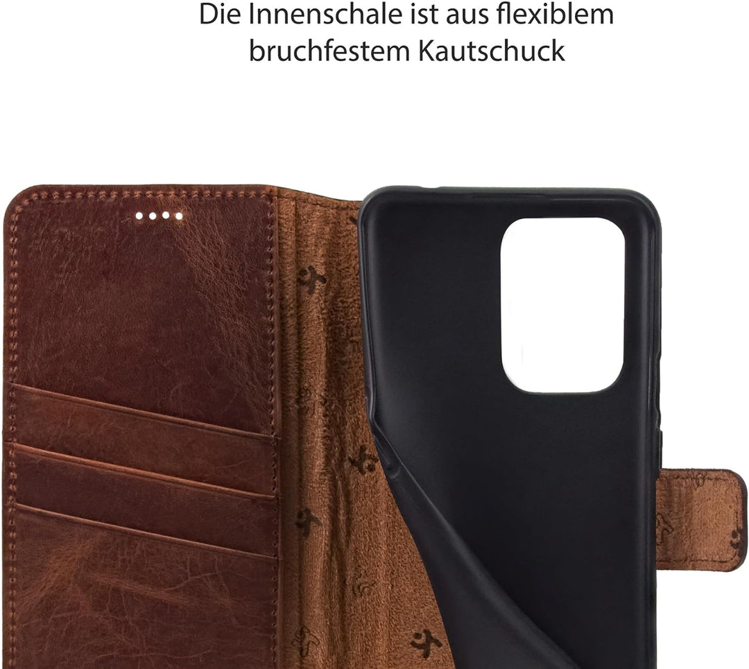 Suncase Book-Style Hülle kompatibel mit Xiaomi Redmi Note 12 Pro 5G Leder Tasche (Slim-Fit) Lederhül