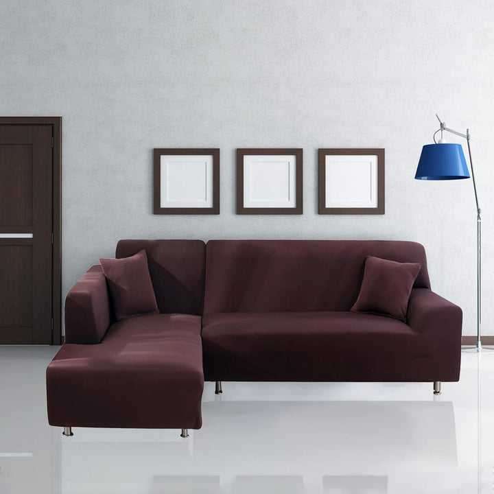 Jaotto Sofa Überwürfe Sofabezug Elastische Spandex Stretch Sofabezüge Couchbezug für L-Form Sofa Uni