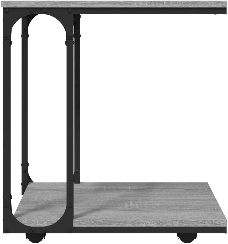 FIRBNUS Beistelltisch mit Rollen Grau Sonoma 50x35x55,5cm Holzwerkstoff Beistelltisch C Form Beistel
