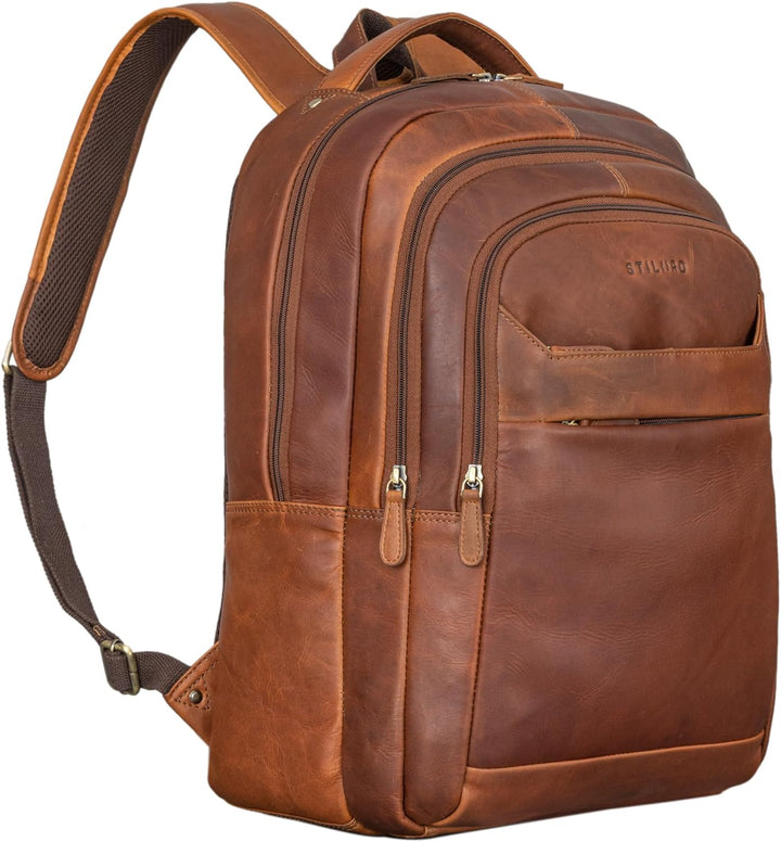 STILORD 'Keno' Leder Rucksack mit Laptopfach 15,6 Zoll Business Rucksack Herren und Damen Bürorucksa