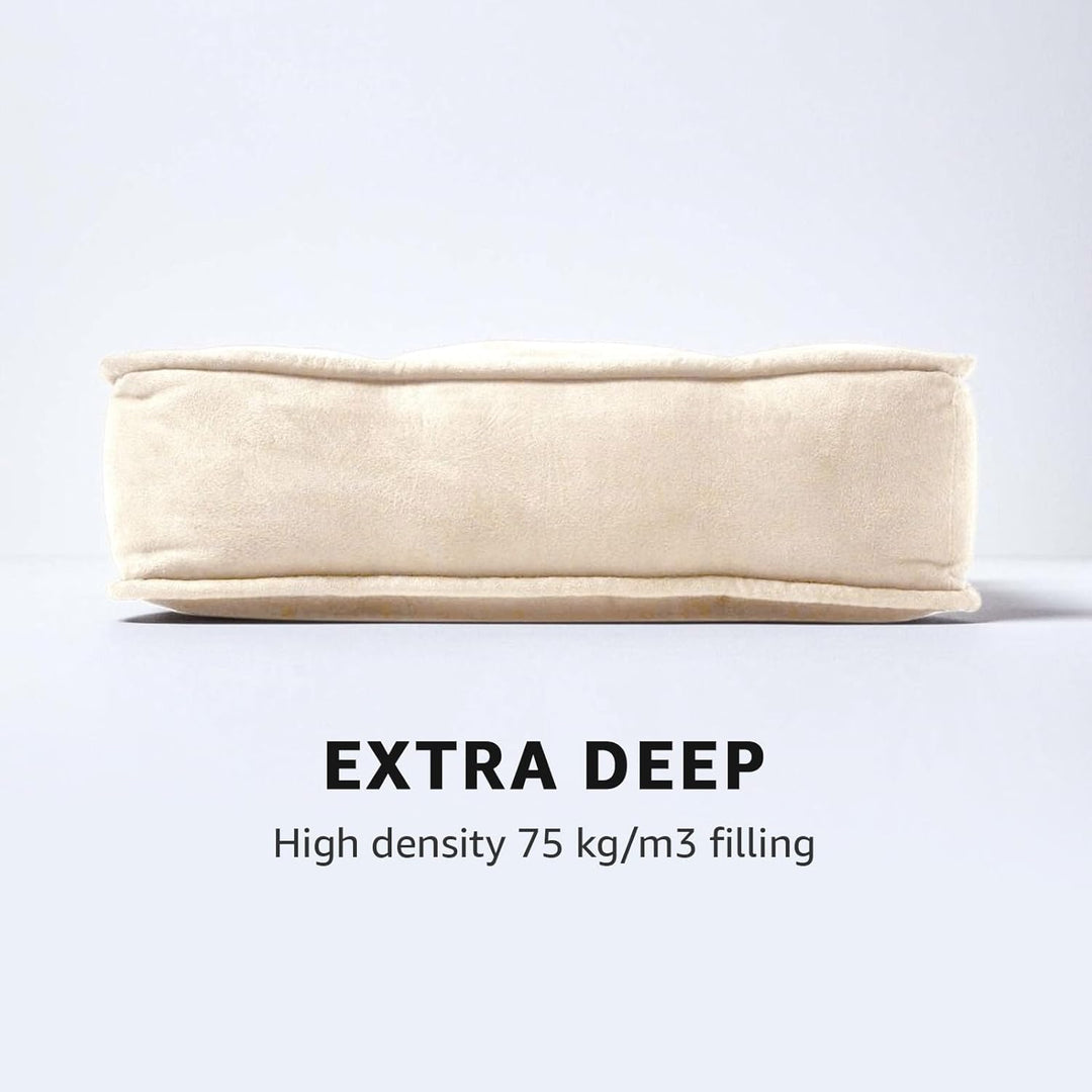 Homescapes Dickes Sitzkissen Creme, Stuhlkissen 40x40 cm mit Bändern, Sitzerhöhung 10 cm, Matratzenk