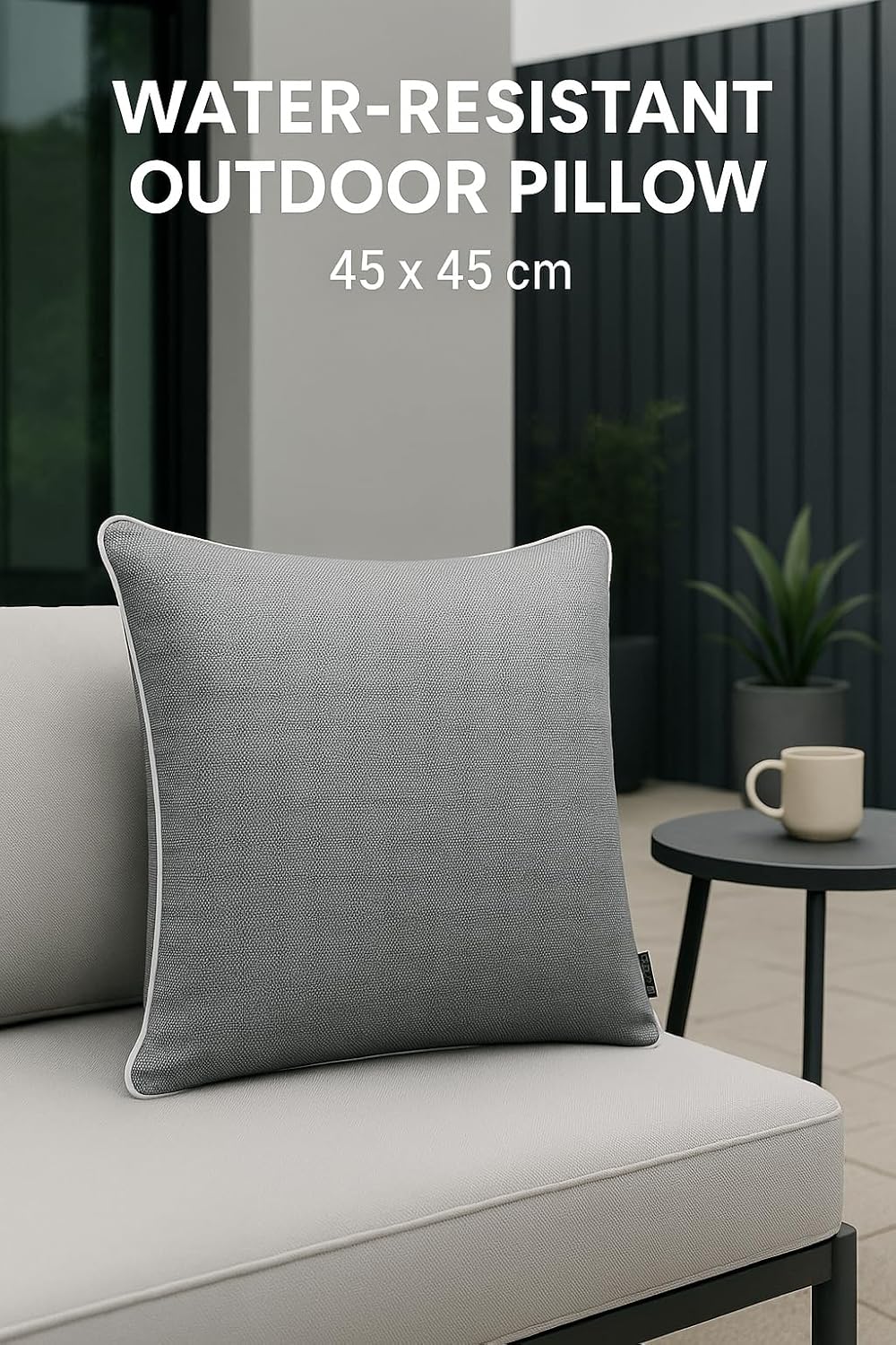 Brandsseller 6er Set Outdoor Kissen 45x45 cm – Wetterfeste Zierkissen mit Paspel in Walzoptik – Wass