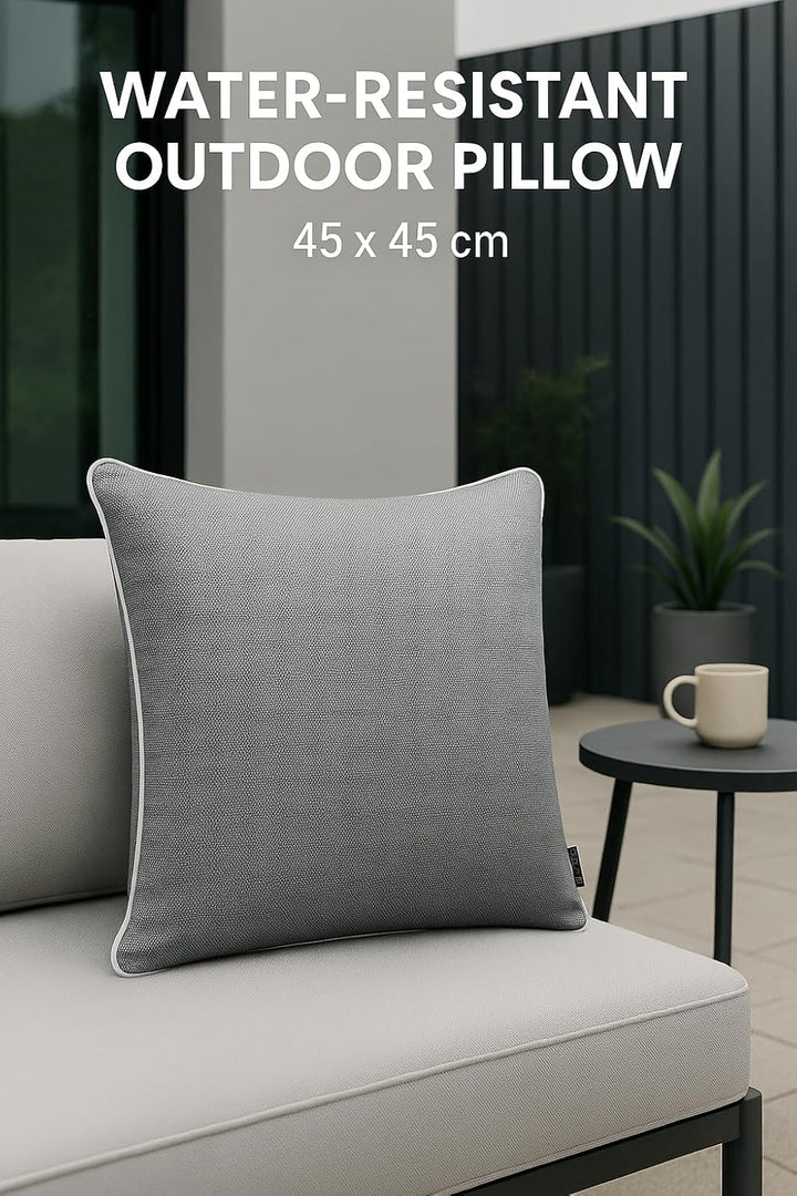 Brandsseller 6er Set Outdoor Kissen 45x45 cm – Wetterfeste Zierkissen mit Paspel in Walzoptik – Wass