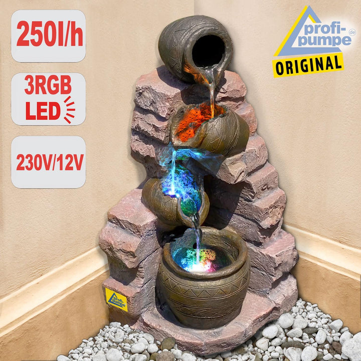 Zimmerbrunnen Gartenbrunnen Brunnen Zierbrunnen Brunnen Springbrunnen Vogelbad mit RGB Licht 230V To