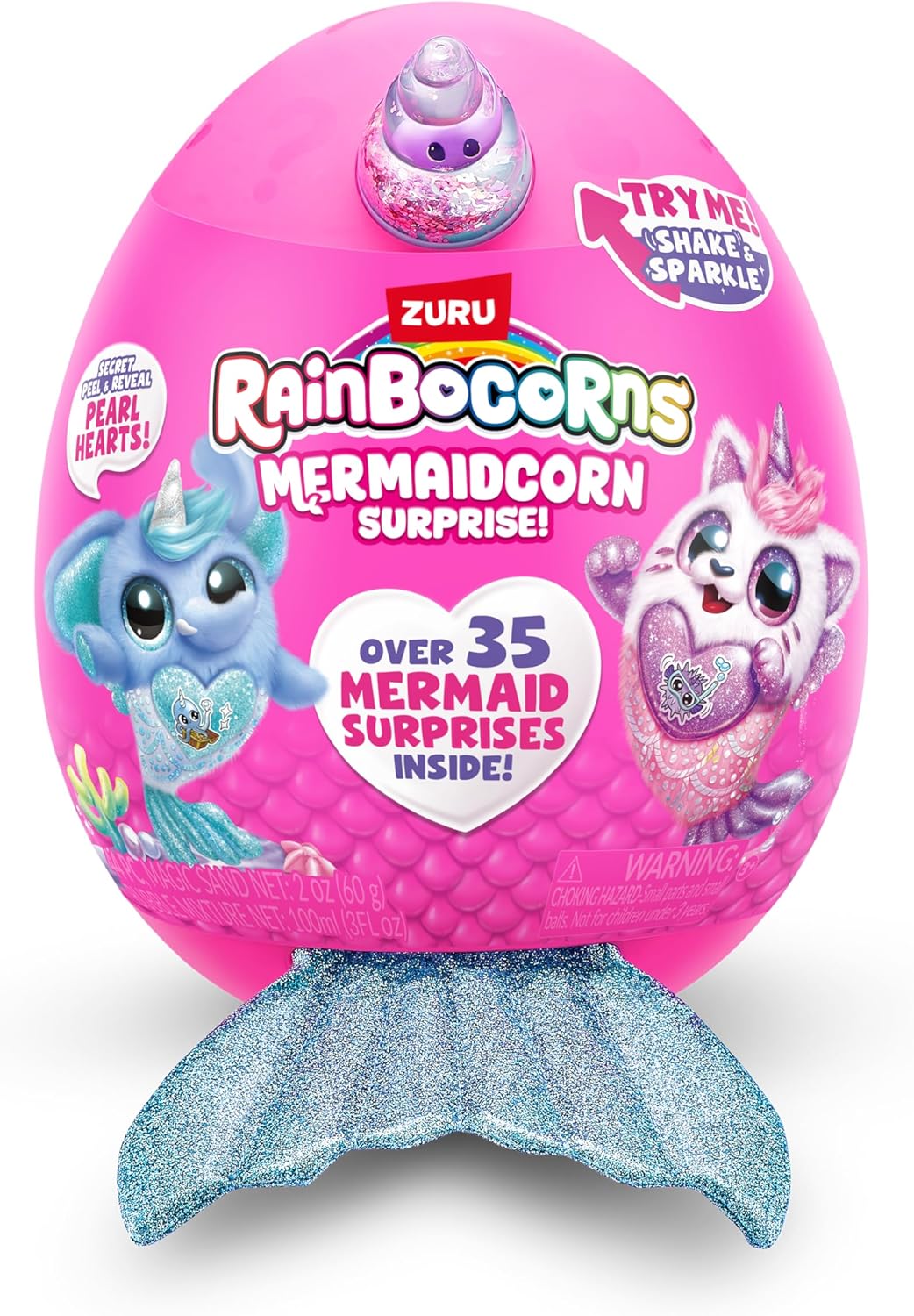Rainbocorns Mermaidcorn Surprise Serie 7, Coral Hase, von ZURU, 28 cm Plüschtier, Meerjungfrau Spiel