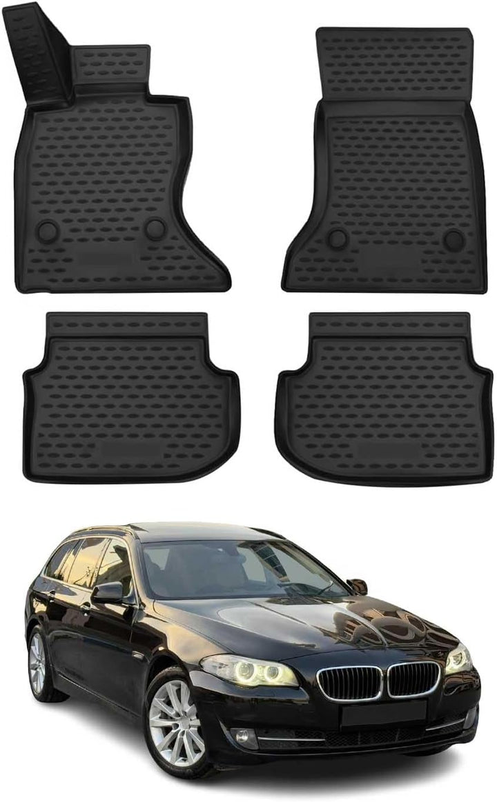 Fussmatten Gummimatten kompatibel mit BMW 5er F11 Touring 2010-2013 OMAC Gummi Schwarz Schwarz BMW 5