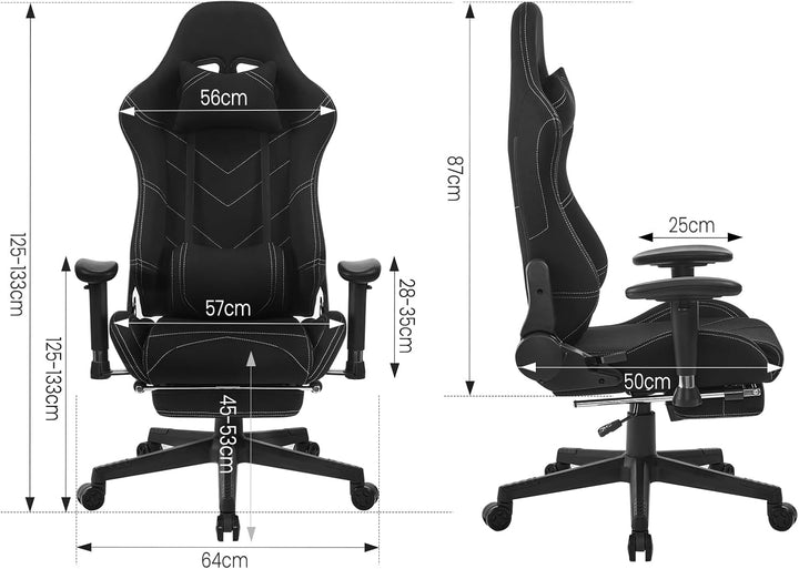 WOLTU® Racing Stuhl BS21sz Gaming Stuhl Bürostuhl Schreibtischstuhl Sportsitz mit Kopfstütze und Len