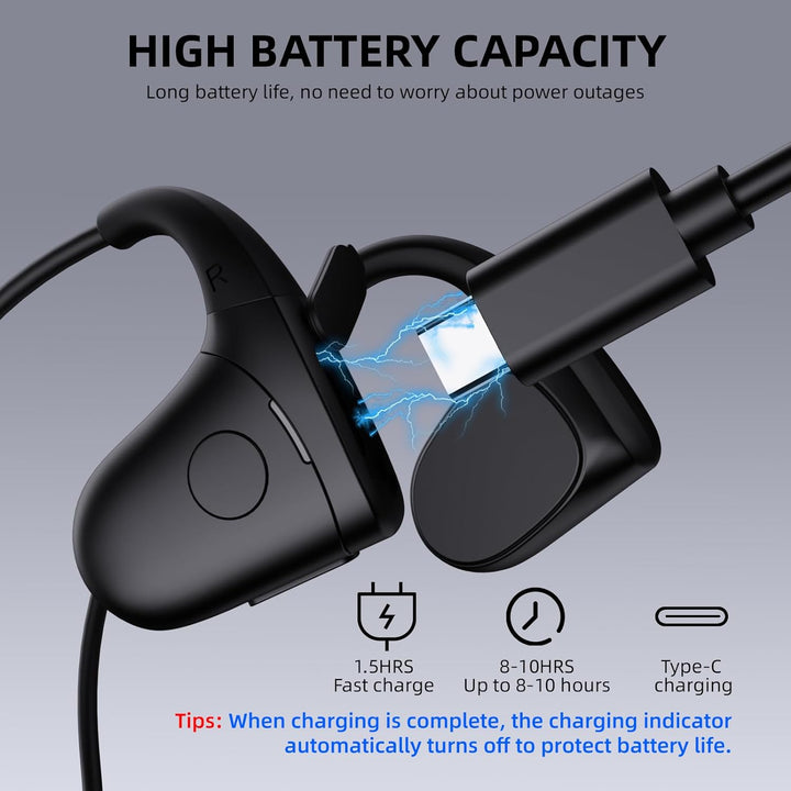 Smof Faltbarer Knochenleitungs-Kopfhörer-Offener drahtloser Bluetooth 5.3 Sport-Kopfhörer, schweiss-