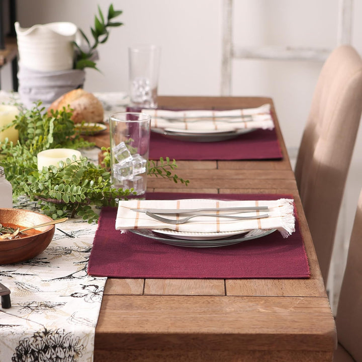 DII Basic Everyday Gerippte Tischset-Set, 100% Baumwolle, 33 x 48 cm, Scheunenrot, 6-teilig Rot (Bar