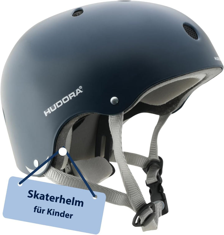 HUDORA Skaterhelm Robuster Kinderhelm - Fahrradhelm mit Air-Vent Belüftungssystem - Grössenverstellb