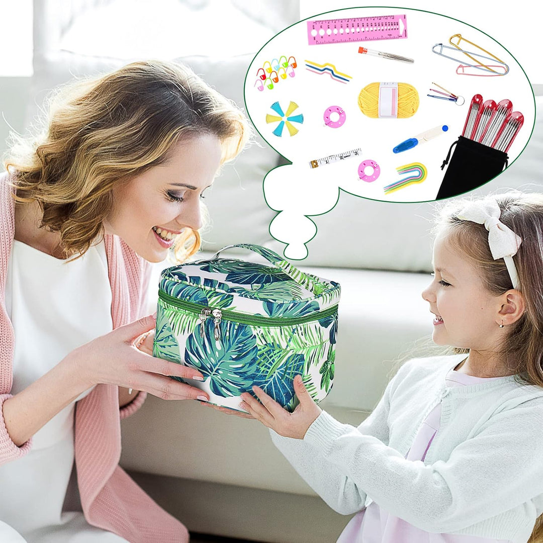 Coopay Stricknadeln Set, 55 Stück Edelstahl Doppelspitzen Stricknadel Set mit Wolle, Strickzubehör u