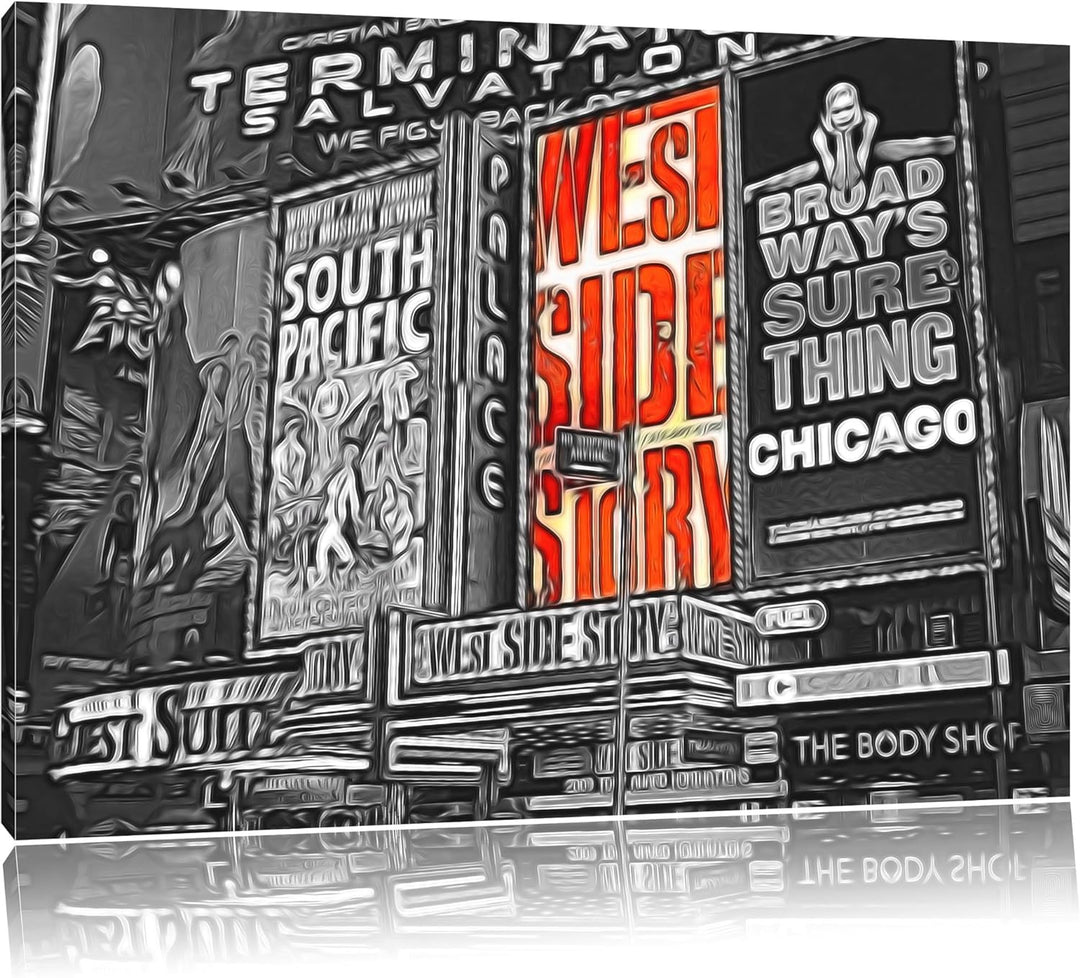 grossartiges Programm des berühmten Broadway's schwarz/weiss Deluxe Format: 100x70 cm auf Leinwand,