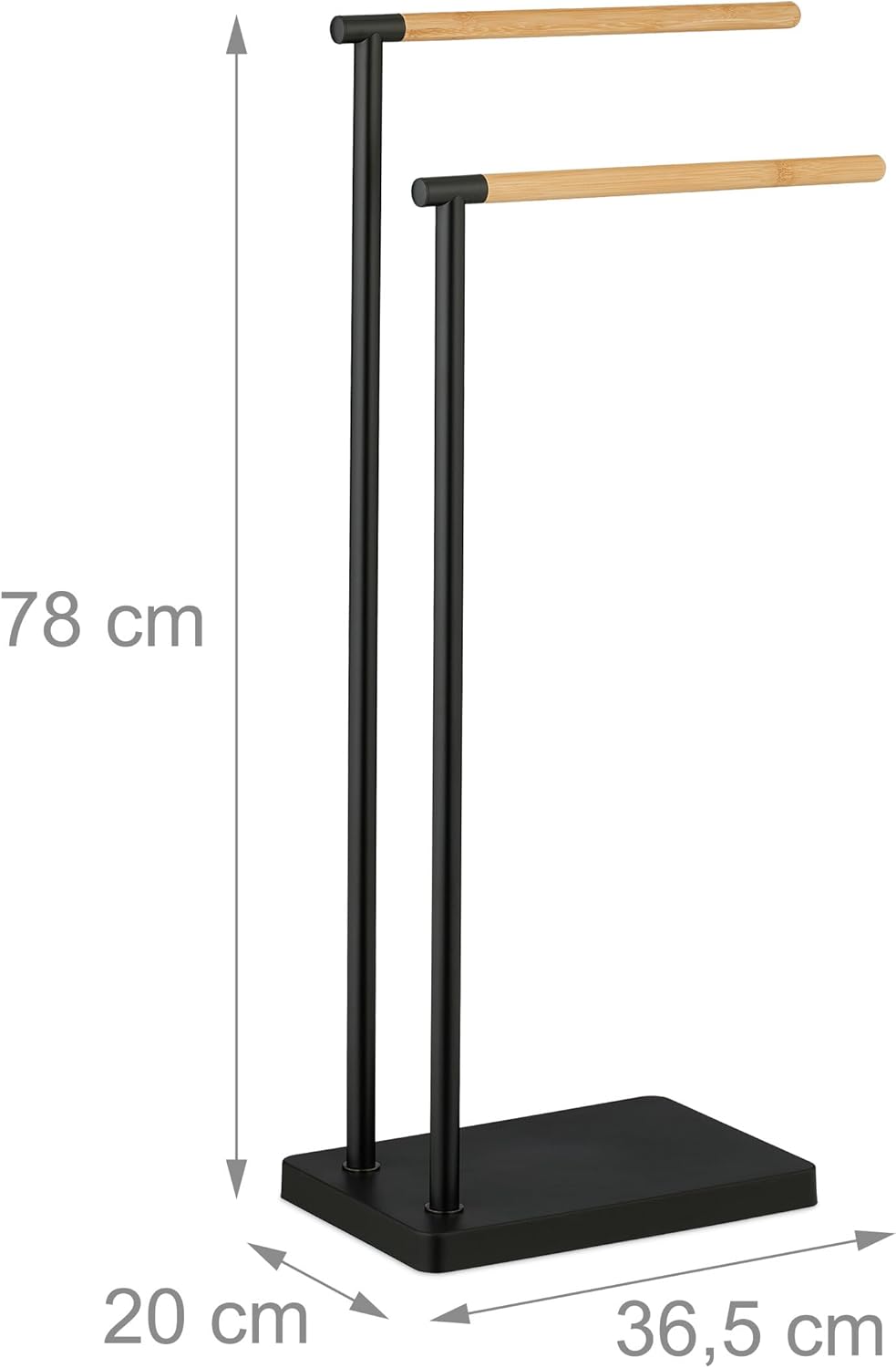 Relaxdays Handtuchhalter stehend, Handtuchständer mit 2 Stangen, für Hand- & Badetücher, Edelstahl,