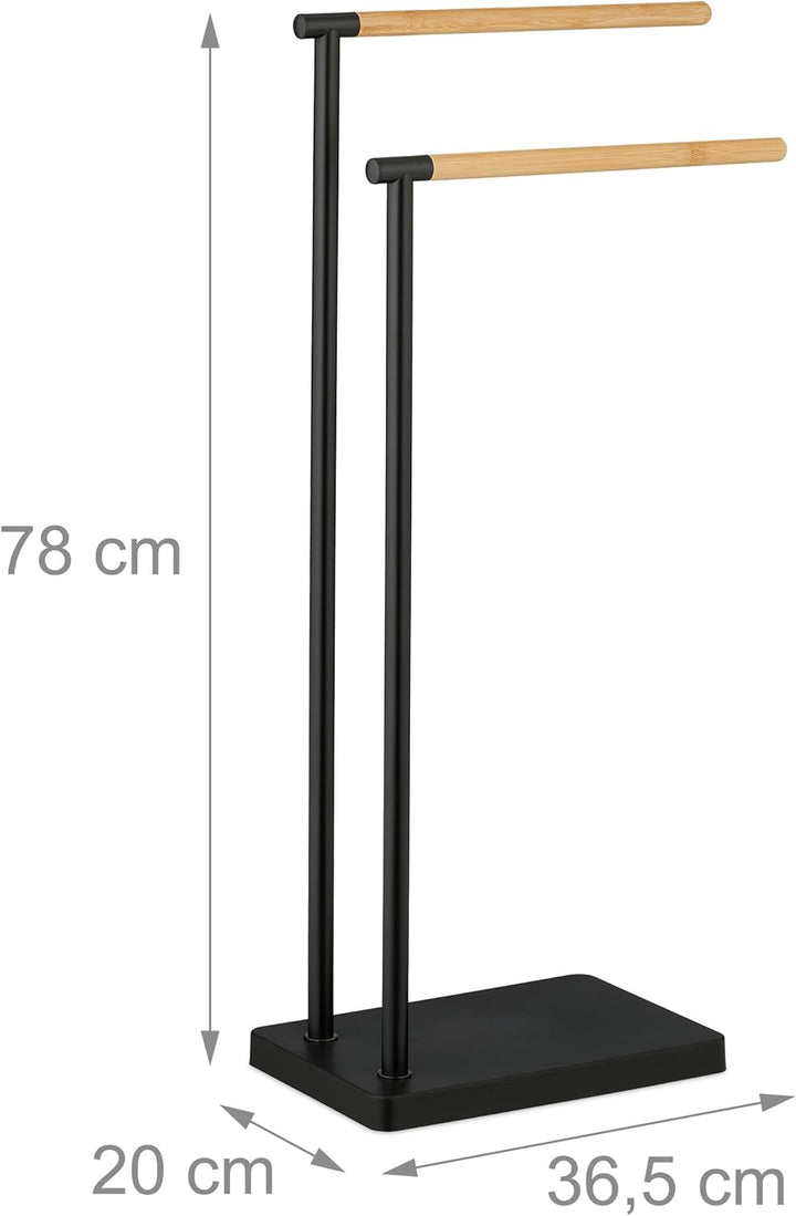 Relaxdays Handtuchhalter stehend, Handtuchständer mit 2 Stangen, für Hand- & Badetücher, Edelstahl,