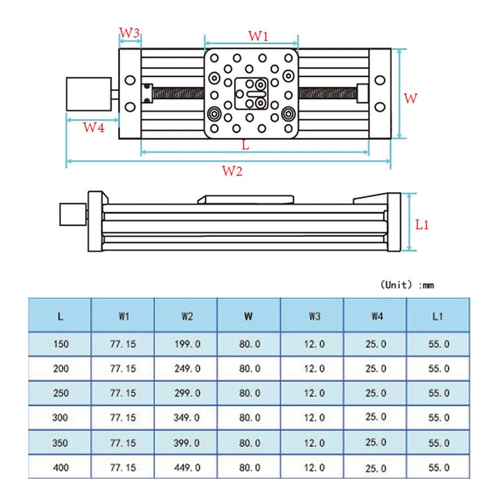 Zeberoxyz 350mm Aluminiumprofil 4080U Z-Achsen-Schrauben-Schiebetisch-Linearaktuator-Kit Linearmodul