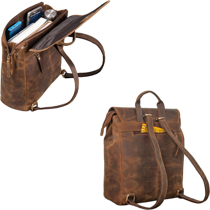 STILORD 'Misha' Moderner Leder Rucksack Unisex Daypack für Damen Herren DIN A4 kompakter Messenger B