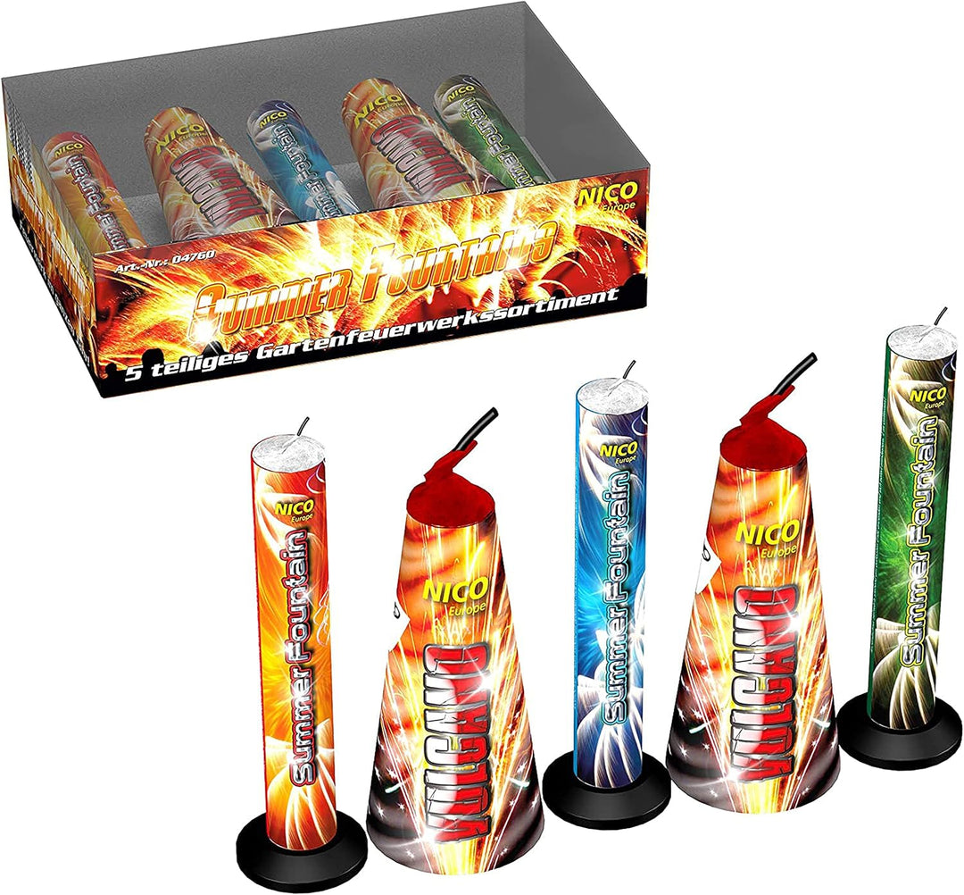 Nico 10 Stück Garten Fontänen Set Feuerwerk Summer Fontains 2, 2