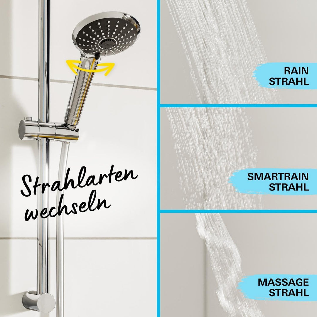 GROHE Vitalio Joy 260 - Duschsystem mit Einhandmischer (wassersparend, 3 Strahlarten, Wandmontage, A