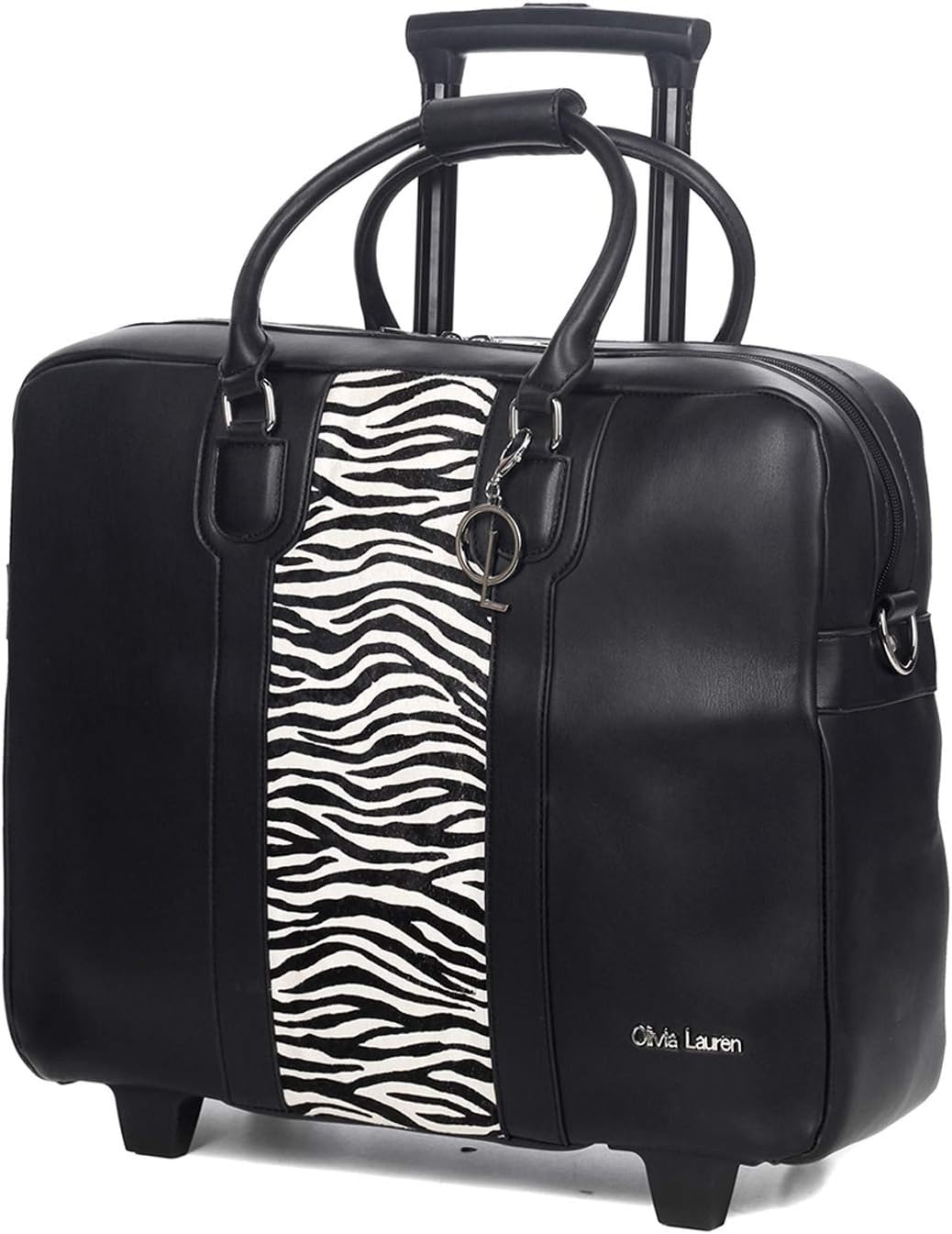 Bowatex Luxus Damen Laptop Aktentasche Schulter Gurt 2 Rollen Trolley Schwarz