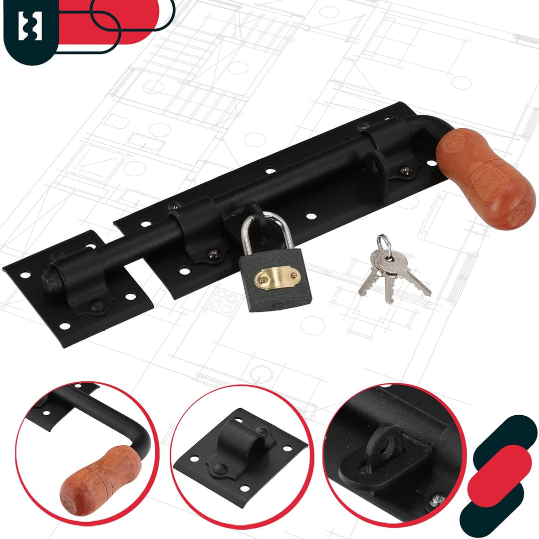 KOTARBAU® Torriegel 280mm Rechts Links Set 2St. mit Vorhängeschloss Türriegel Bolzenriegel Schlossri