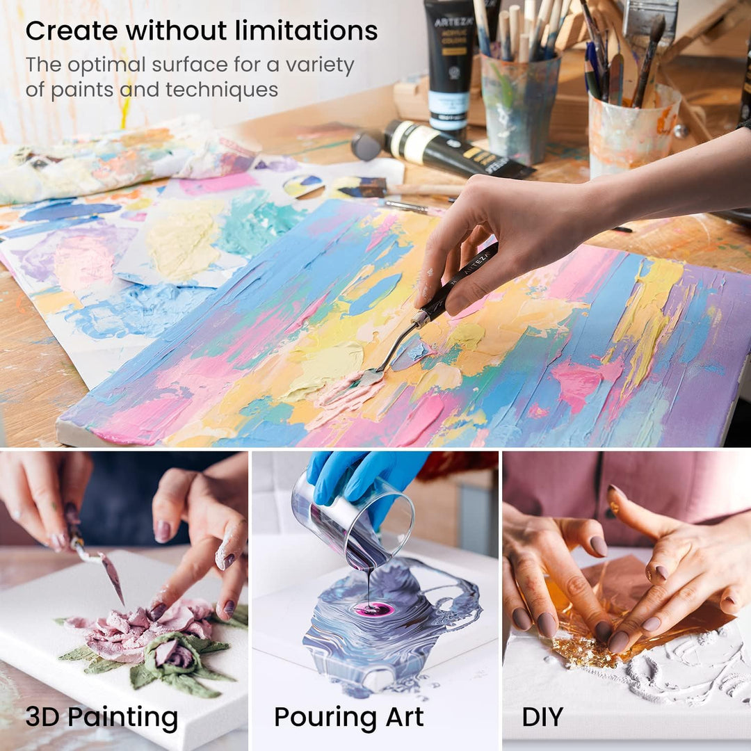 Arteza Premium Leinwand Keilrahmen, 28 x 35.6 cm, 8 bespannte Keilrahmen, 100% Baumwolle grundiert m