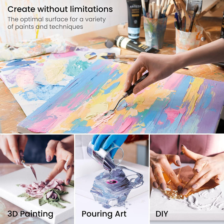 Arteza Premium Leinwand Keilrahmen, 28 x 35.6 cm, 8 bespannte Keilrahmen, 100% Baumwolle grundiert m