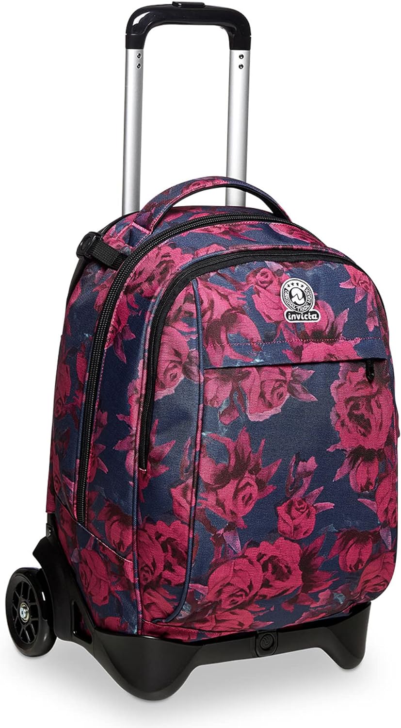 Invicta TROLLEY, Rucksack mit Trolleyfunktion, 3 in 1, Schulranzen mit Rollen, Abnehmbarer Rucksack,