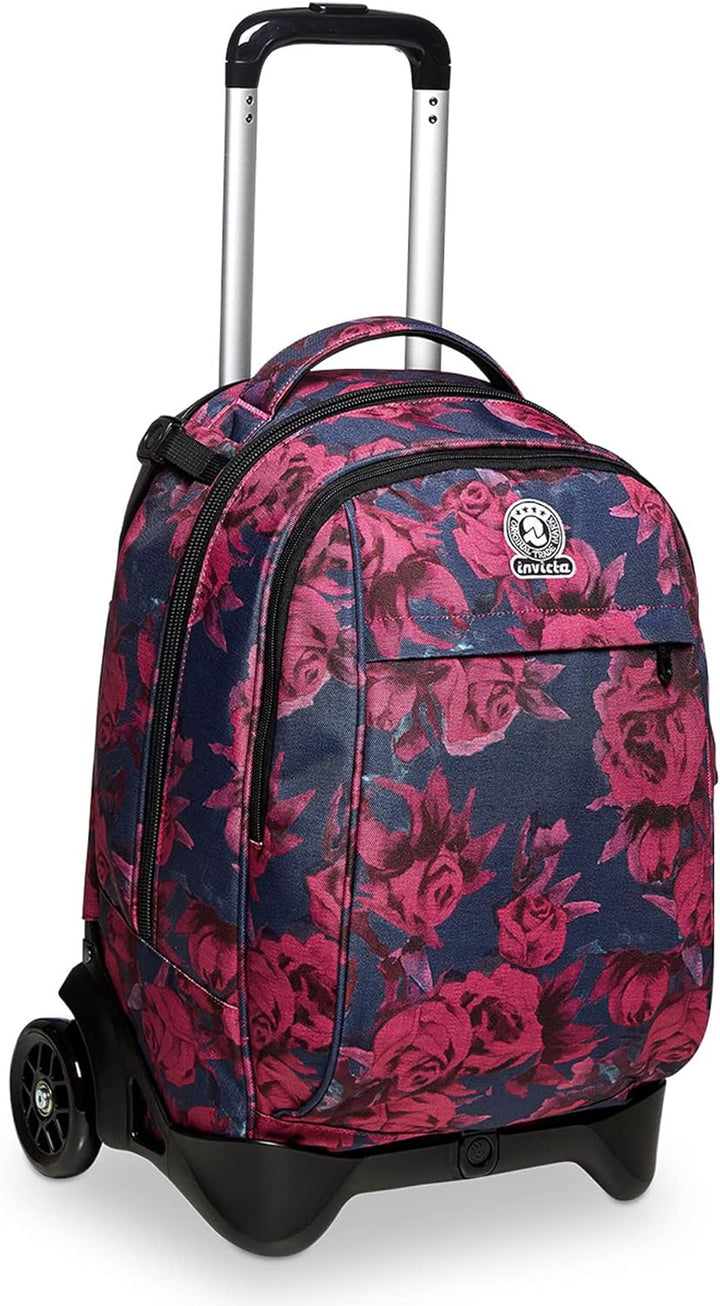 Invicta TROLLEY, Rucksack mit Trolleyfunktion, 3 in 1, Schulranzen mit Rollen, Abnehmbarer Rucksack,