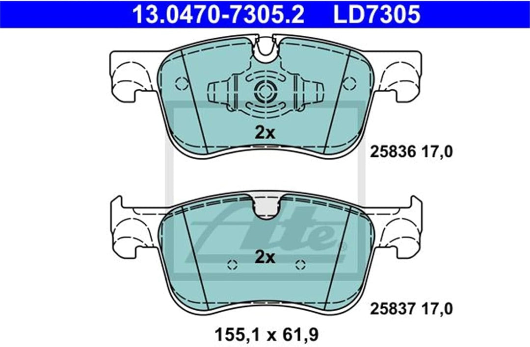 ATE 13.0470-7305.2 Bremsbelagsatz, Scheibenbremse