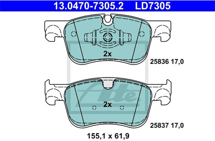 ATE 13.0470-7305.2 Bremsbelagsatz, Scheibenbremse