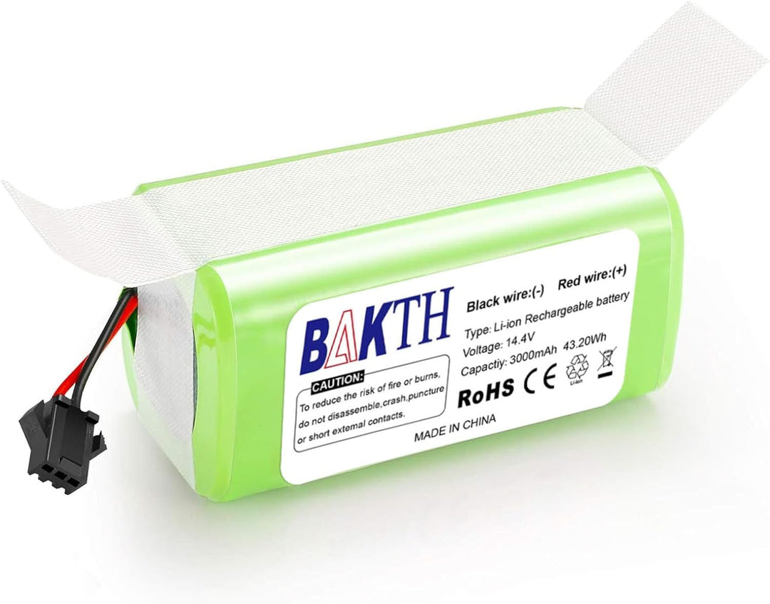 BAKTH Ersatz-Akku, 3000 mAh, 14,4 V, Li-Ion, kompatibel mit Eufy RoboVac 11, 11S, 11S Max, 12, 15C,