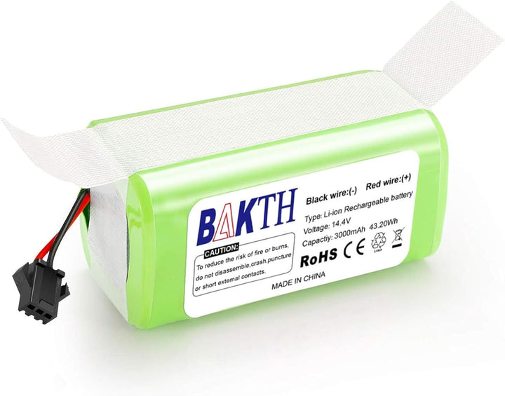 BAKTH Ersatz-Akku, 3000 mAh, 14,4 V, Li-Ion, kompatibel mit Eufy RoboVac 11, 11S, 11S Max, 12, 15C,