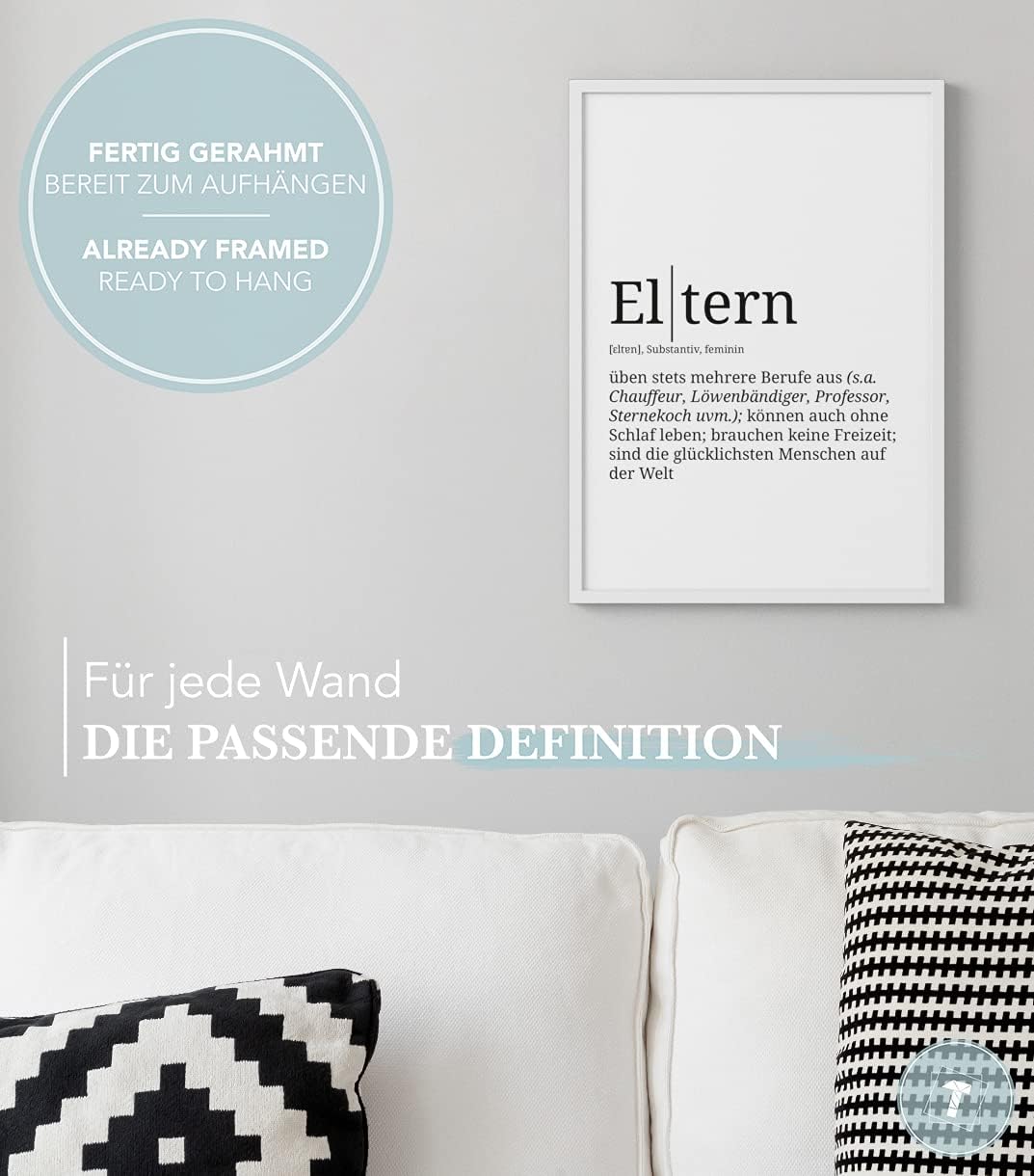 Papierschmiede® Definition: Eltern, DIN A3 fertig gerahmt (Rahmen: Material und Farbe wählbar), Wand