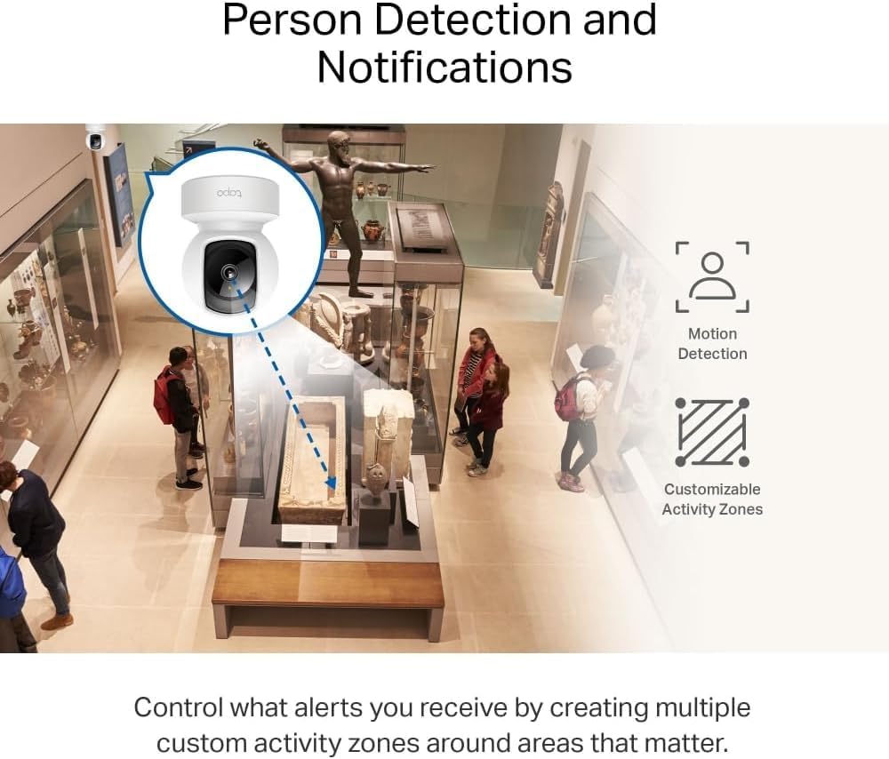 Tapo TP-Link C212 360° WLAN Überwachungskamera, Ethernet/Wi-Fi-Anschluss,2K Auflösung, Bewegungsverf