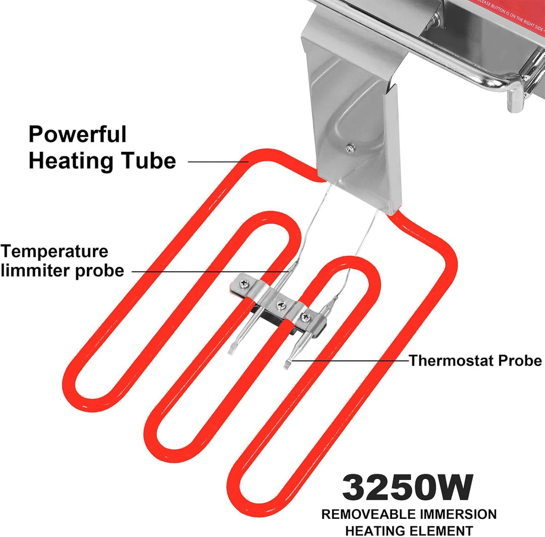 CROSSON 8L elektrische Fritteuse mit EGO-Thermostat, 30-Minuten-Timer, abnehmbarer Ölbehälter, massi