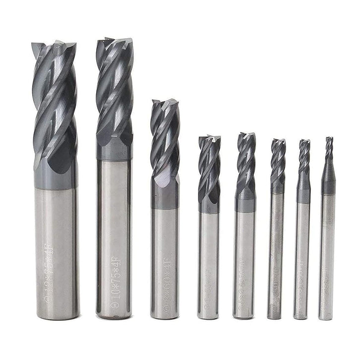 ASZLBYM 8 Stück 2–12 mm CNC-Vierkant-Schaftfräser, Hartmetall-Wolframstahl, 4-fach-Fräser, Fräser, D