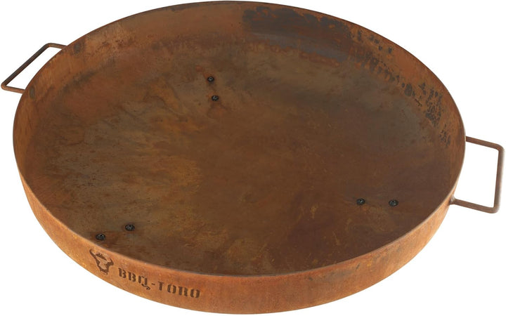 BBQ-Toro Feuerschale Ø 80 cm | Rostoptik | Outdoor Feuerstelle mit DREI Standbeinen und Zwei Griffen